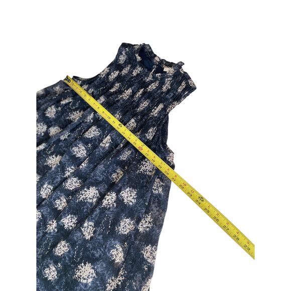 JOIE BALTIC MIDI DRESS BLACK/GRAY FLORAL FLOWY SMOCKED LACE SZ S RUFFLE NECK - Picture 7 of 16